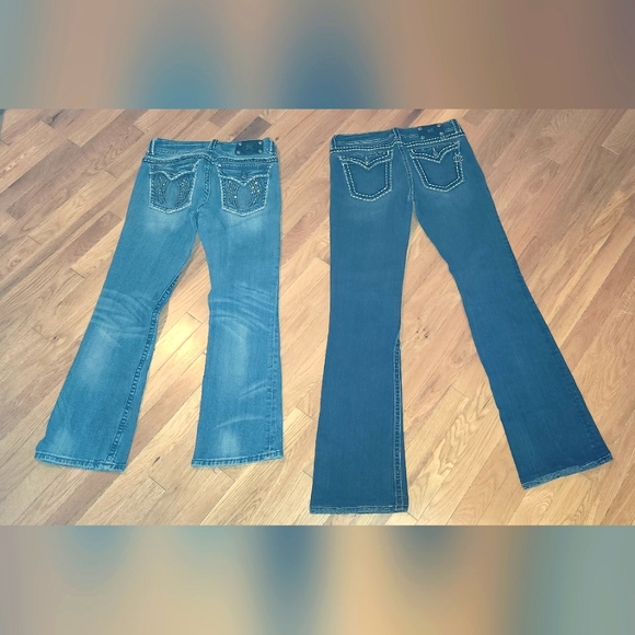 2PC SIZE 30 MISS ME JEANS BLING WINGS BOOT WHITE STITCHING - Picture 5 of 16